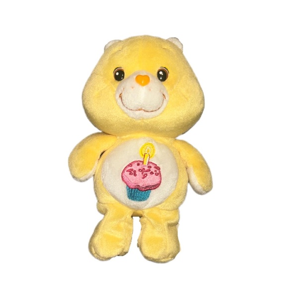 Y2K Care Bears Birthday Bear Yellow Plush Bear with Cupcake Embroidery - Picture 2 of 8